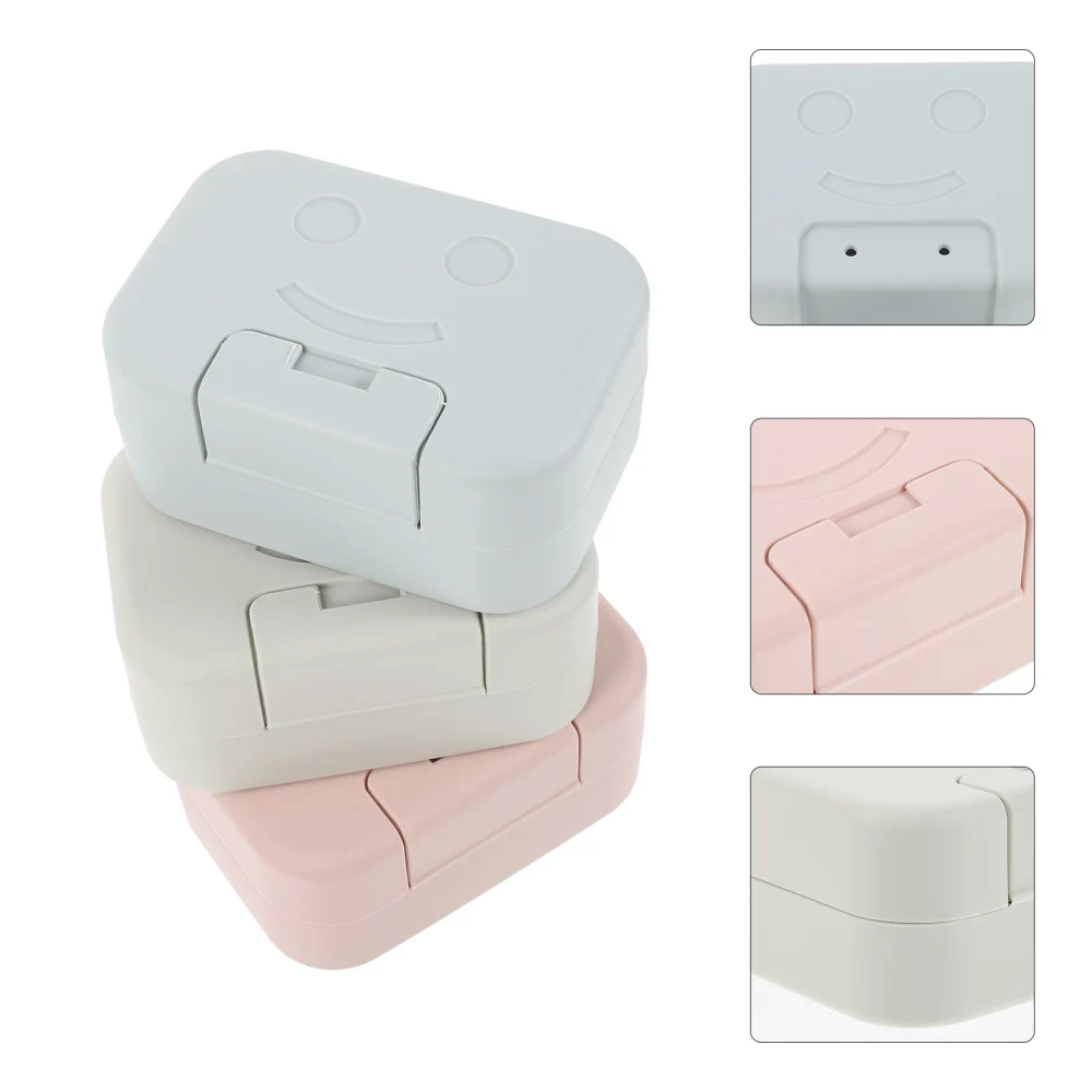 3pcs Travel Use Portable Soap Box Thick Soap Organizer Clamshell-type Leakage-proof Soap Dish