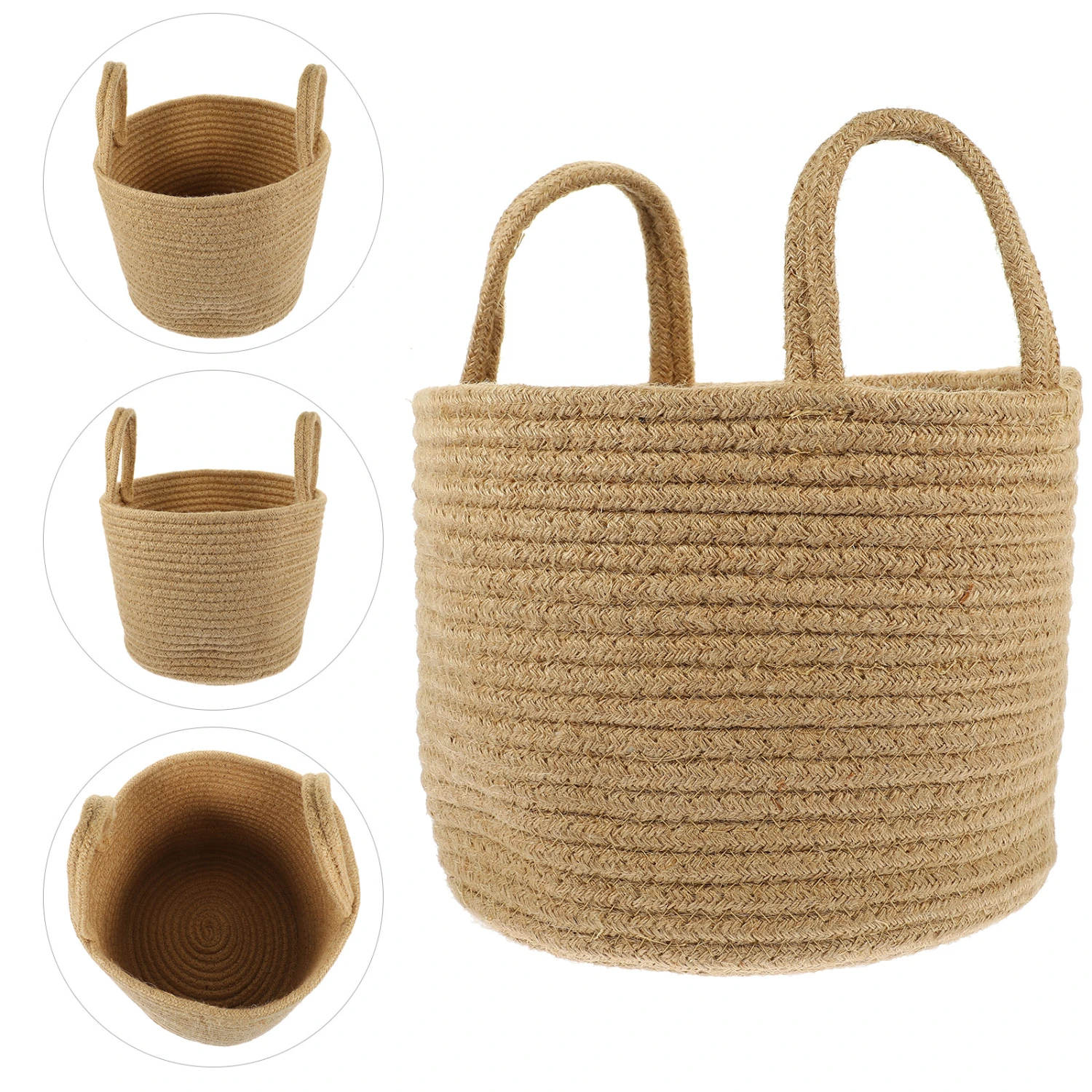 Cotton Rope Laundry Basket Woven Storage Basket Collapsible Toy Hamper Storage Organizer
