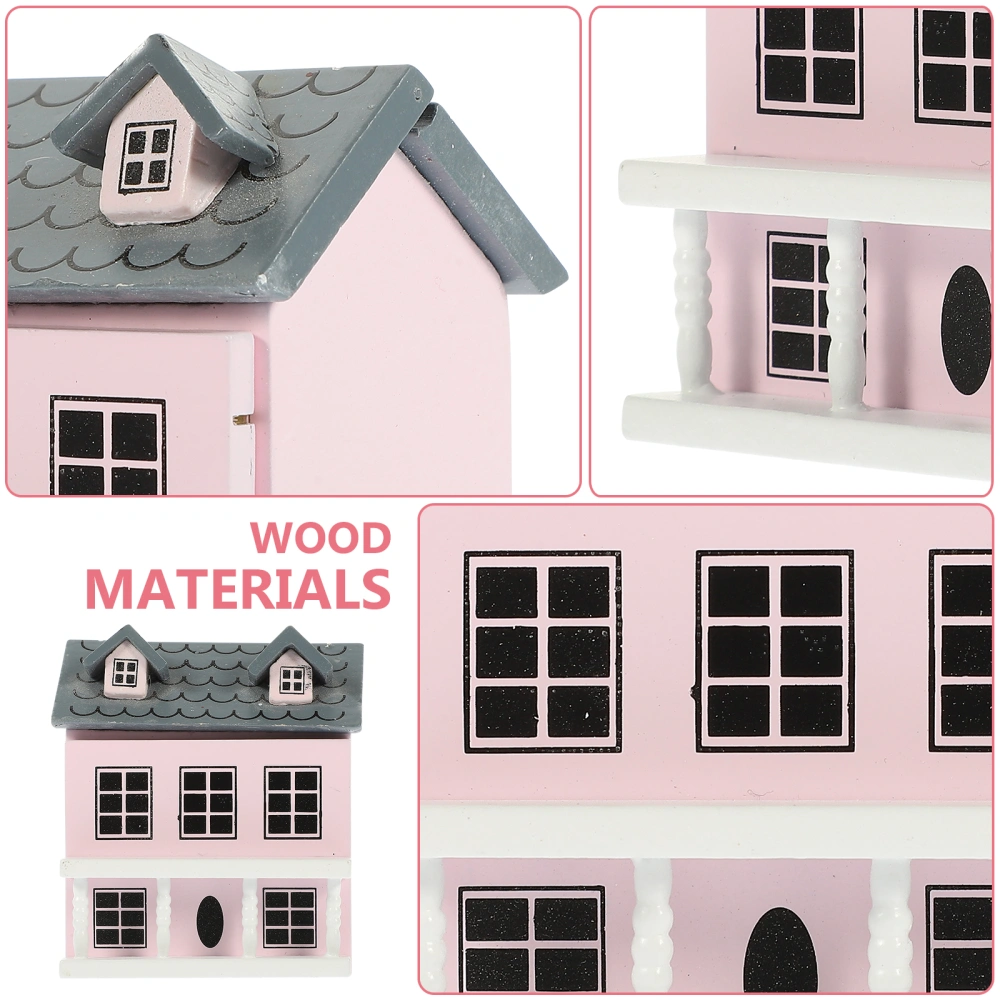 Miniature House Mini Villa Ornament Wooden House Decor Wooden Villa Doll Decor