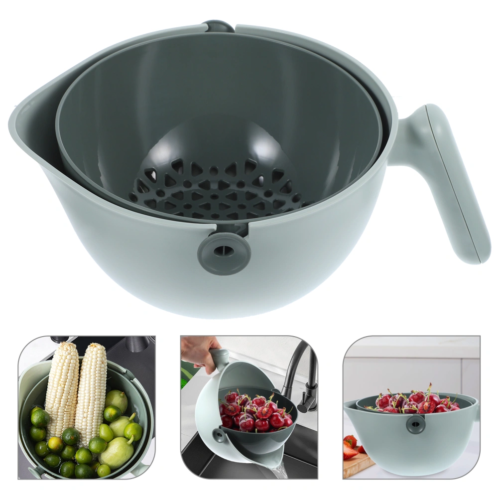 Vegetable Colander Strainer Vegetable Drain Rotatable Basket Strainer with Handle Washing Basket