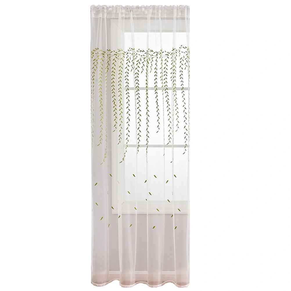 Leaf Tulle Curtain Sheer Curtain Window Balcony Room Decoration Wicker Pattern Curtain