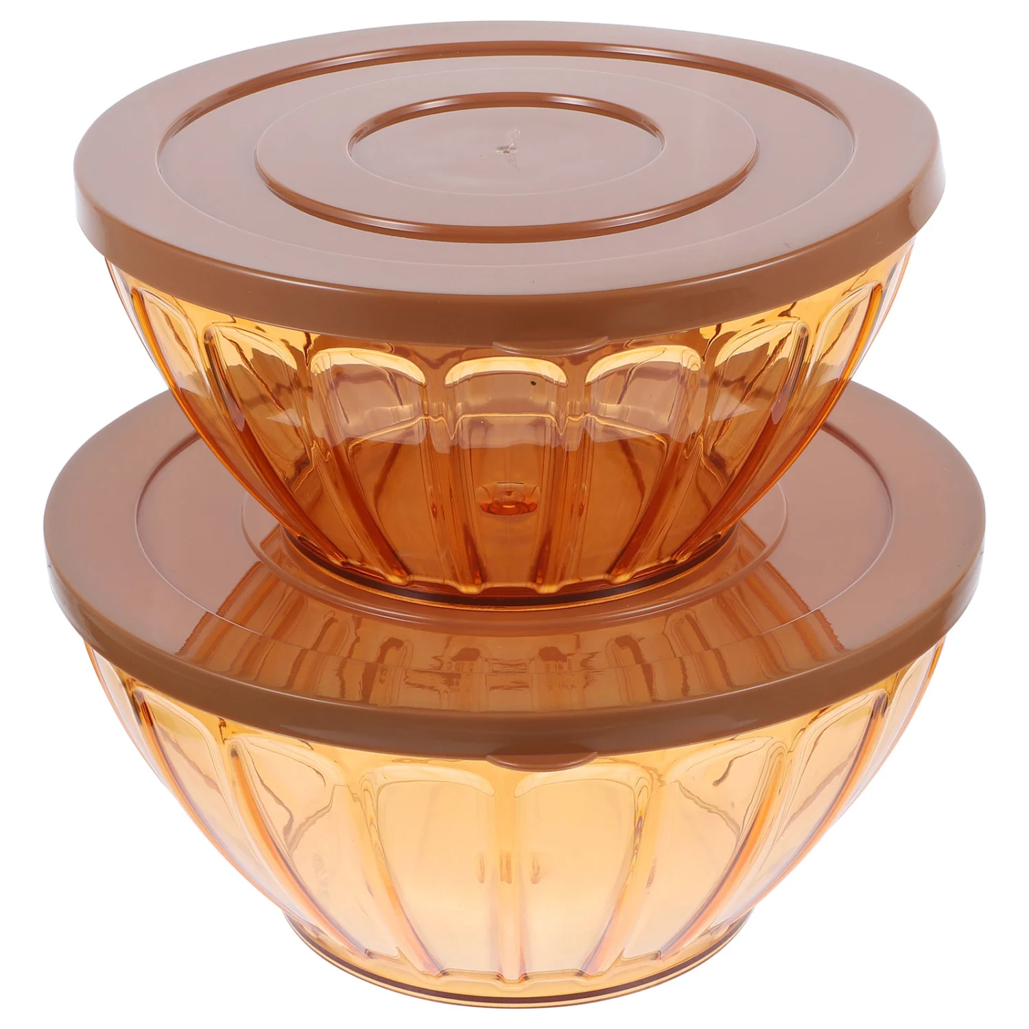 2pcs Salad Bowl Household Food Bowl Clear Plastic Dessert Container with Lid Home Tableware