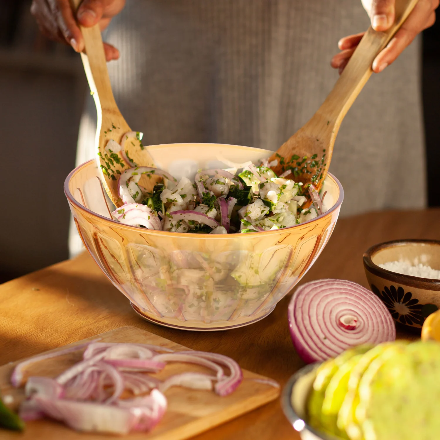 2pcs Salad Bowl Household Food Bowl Clear Plastic Dessert Container with Lid Home Tableware