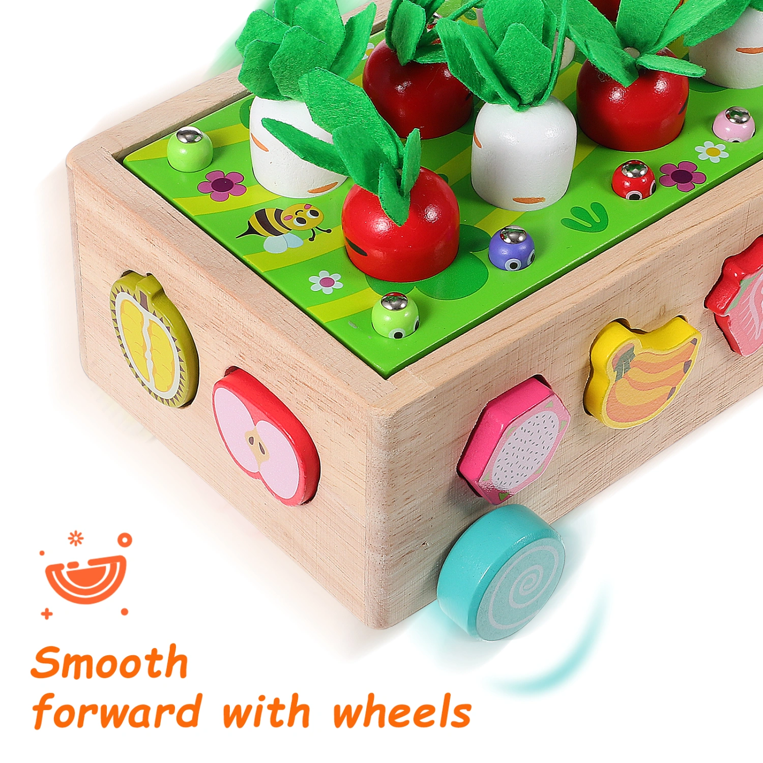 Wooden Educational Toy Farm Orchard Car Toy Carrot Harvest Game Toy for Kids Birthday Gifts