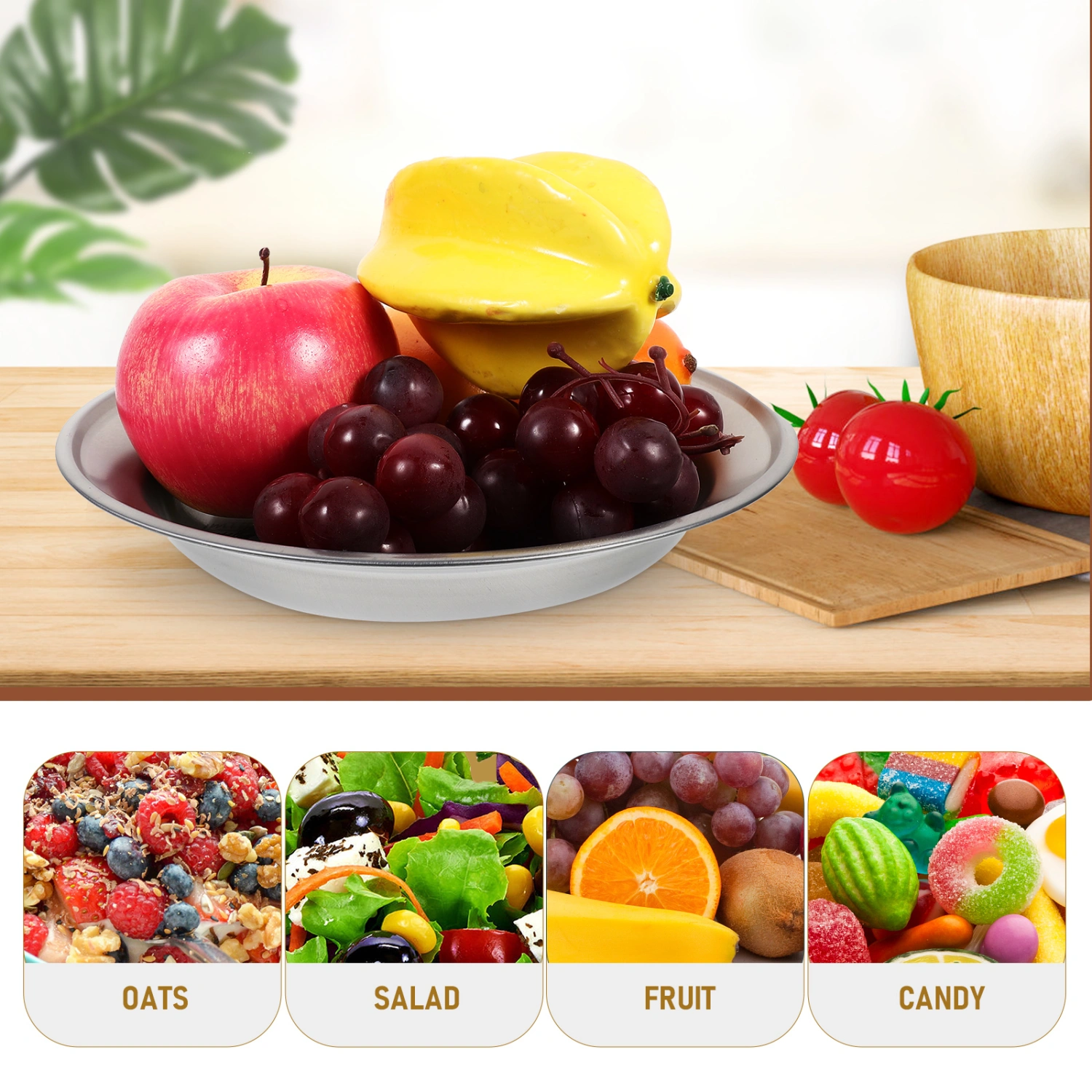Vintage Style Snack Serving Plate Wear-resistant Tinplate Food Storage Tray Multi-use Dessert Plate