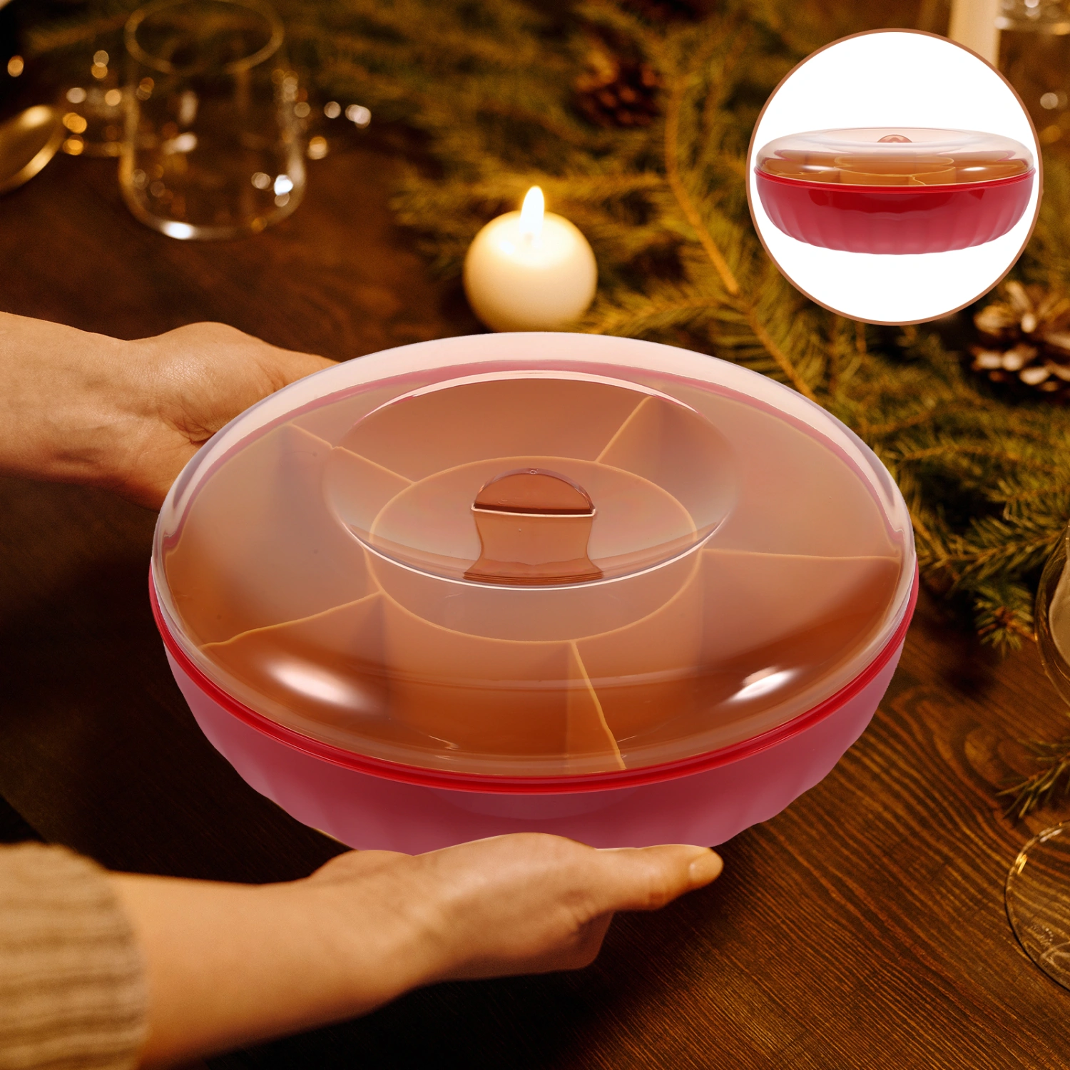 Snack Storage Box Divided Sweet Dried Fruit Box Snack Serving Tray Snacks Storage Box with Lid