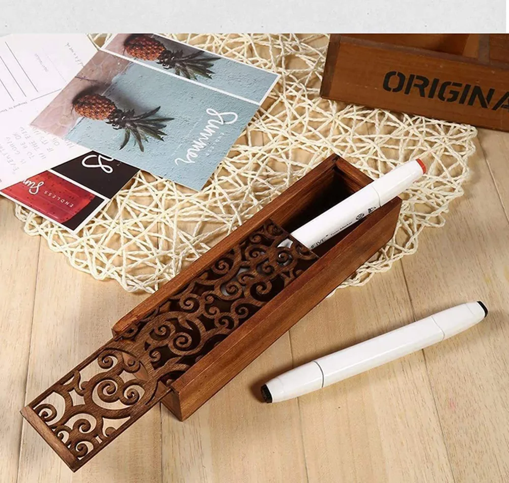 Household Wooden Gift Box Piercing Wooden Gift Box Craft Hollow Wood Storage Box