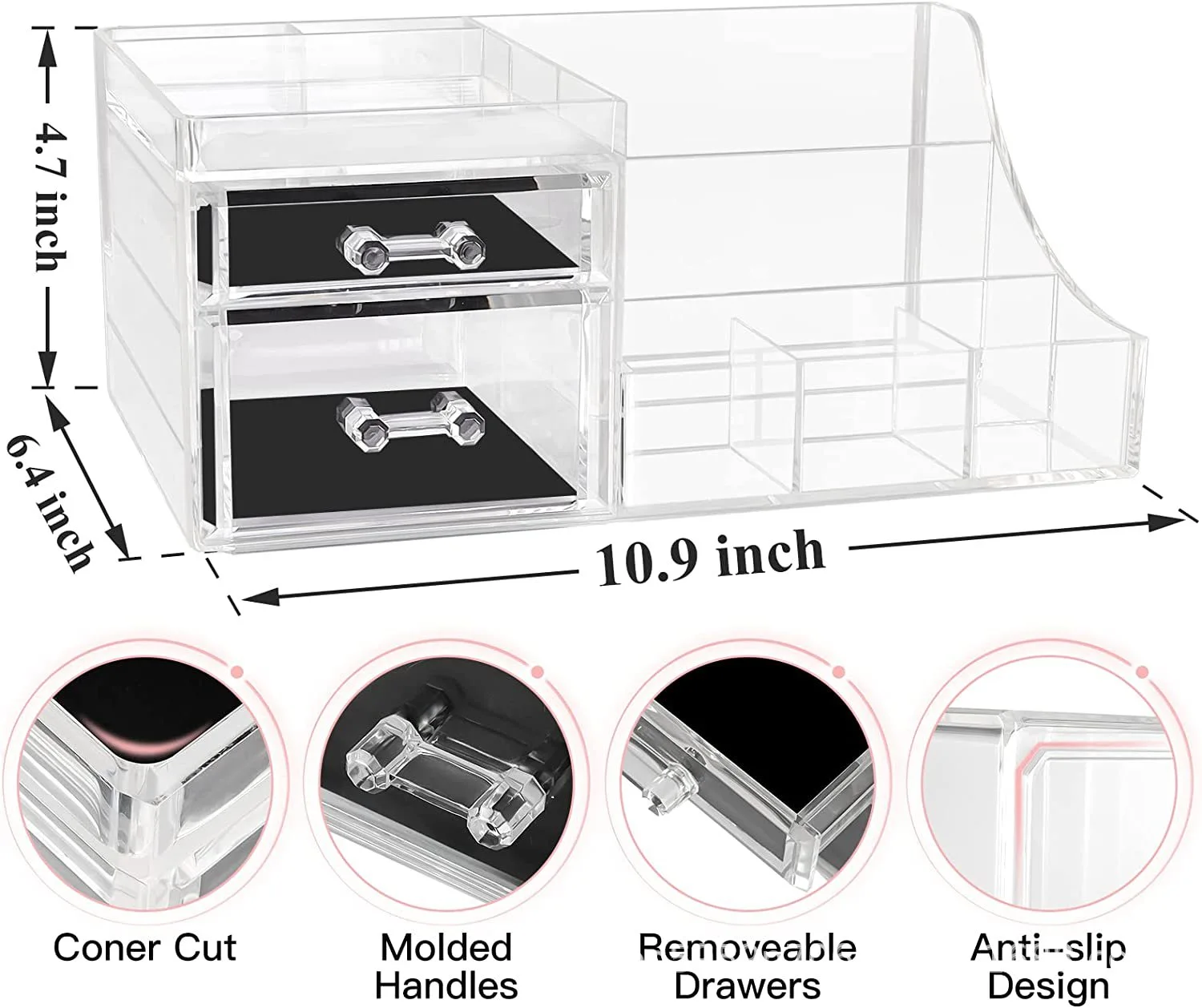 Makeup Organizer Acrylic Cosmetic Display Case Lipstick Makeup Brush Eyeliner Holder