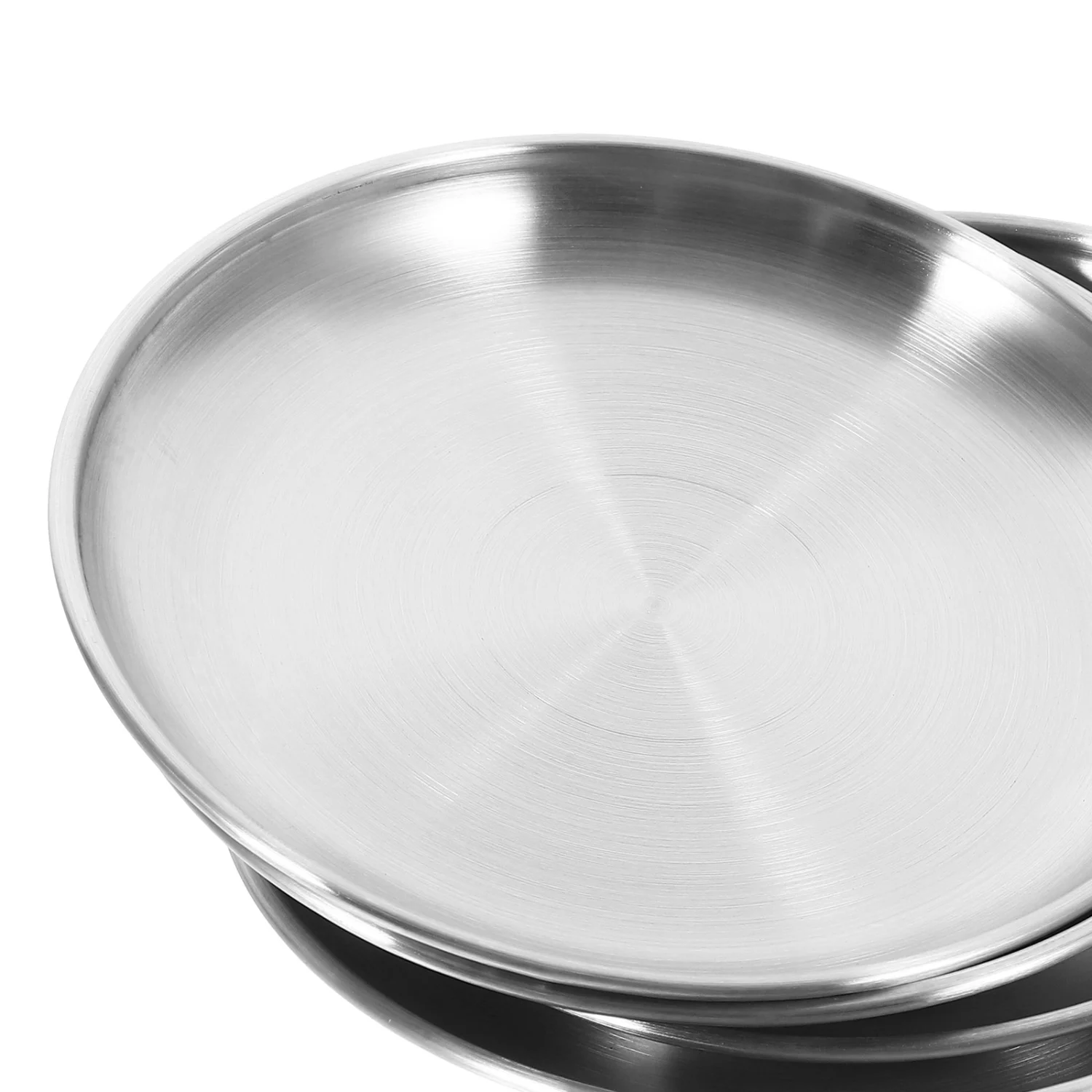 1 Set Stainless Steel Plates with Rack Round Serving Plate Pizza Tray Appetizer Storage Plate Salad Serving Tray