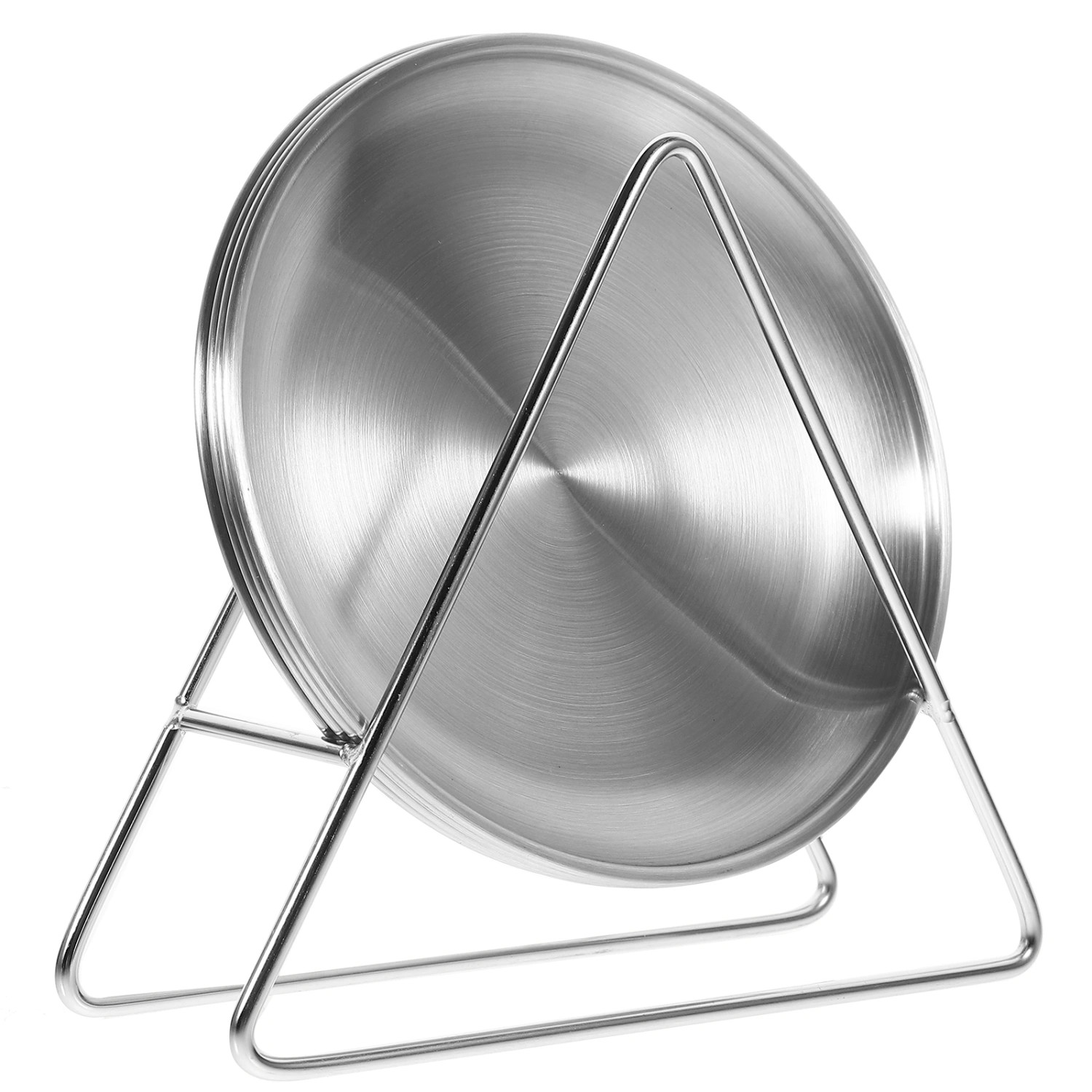 1 Set Stainless Steel Plates with Rack Round Serving Plate Pizza Tray Appetizer Storage Plate Salad Serving Tray