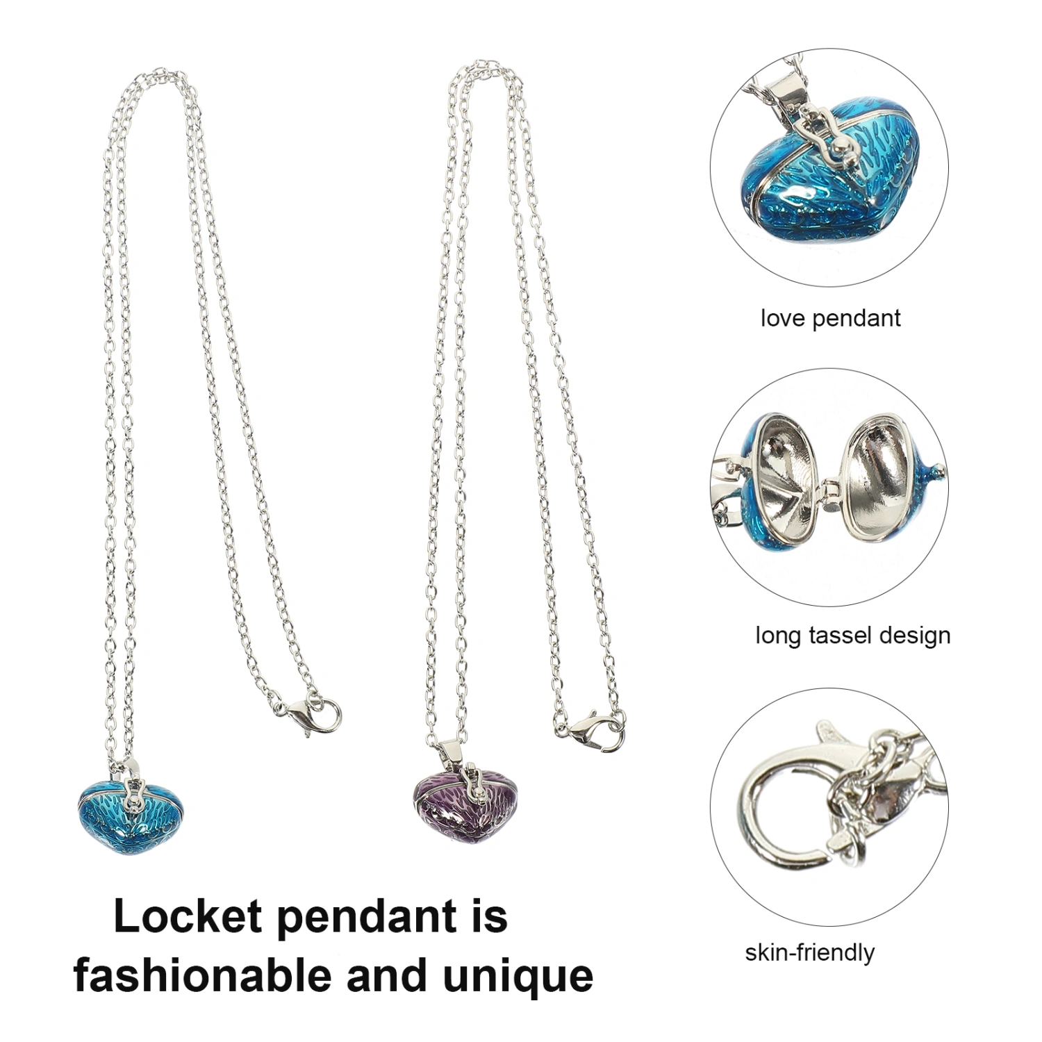 2pcs Women Necklace Openable Locket Heart Pendant Heart Locket Necklace Personalized Gifts