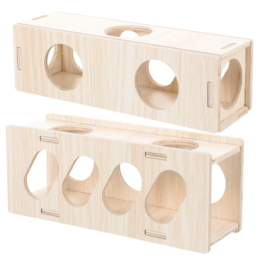 2pcs Hamster Tunnels Wood Hamster Hideout Guinea Pig Hideout Guinea Pig Hide Tunnel