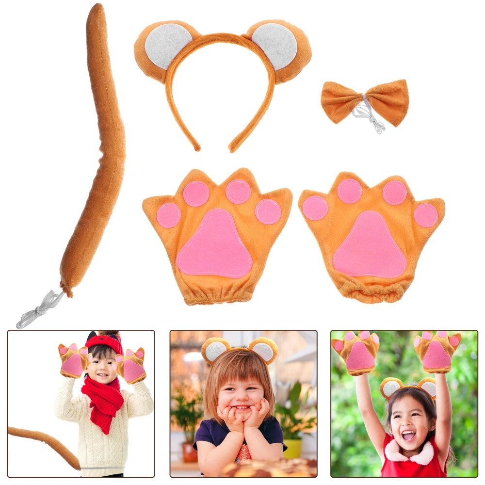 1 Set Monkey Costume Set Including Monkey Ears Headband Monkey Tail Bow Tie and Gloves Kit