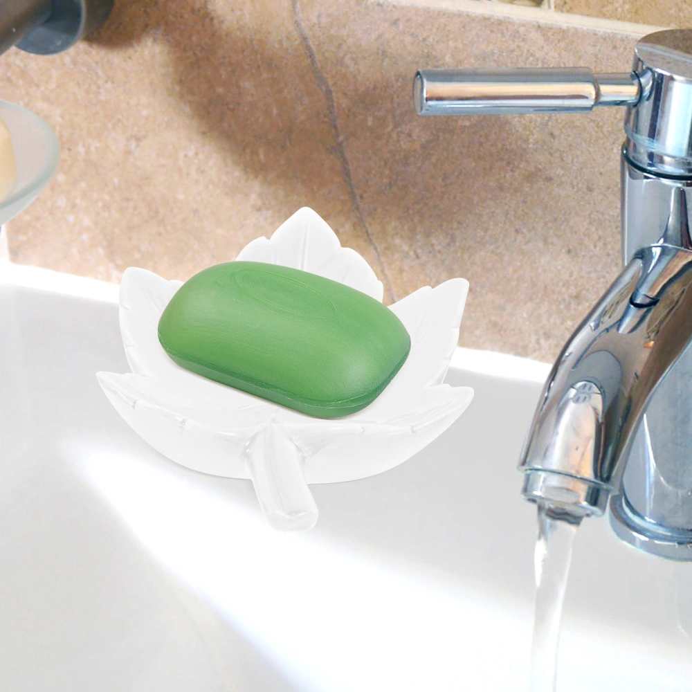 Ceramic Draining Soap Dish Leaf Shape Self Draining Soap Holder Soap Dish for Shower