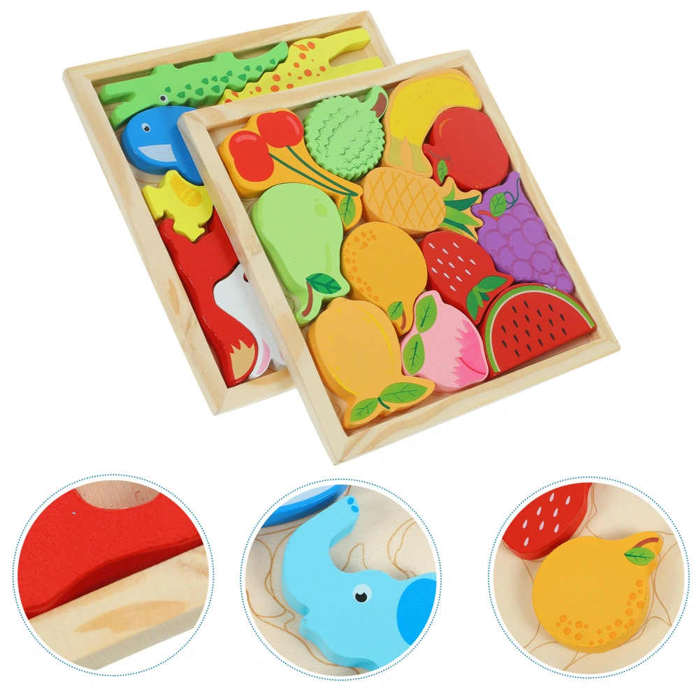 2 boxes of Learning Puzzle Toy Wood Puzzle Toy Kids Wooden Puzzle Educational Puzzle Toy