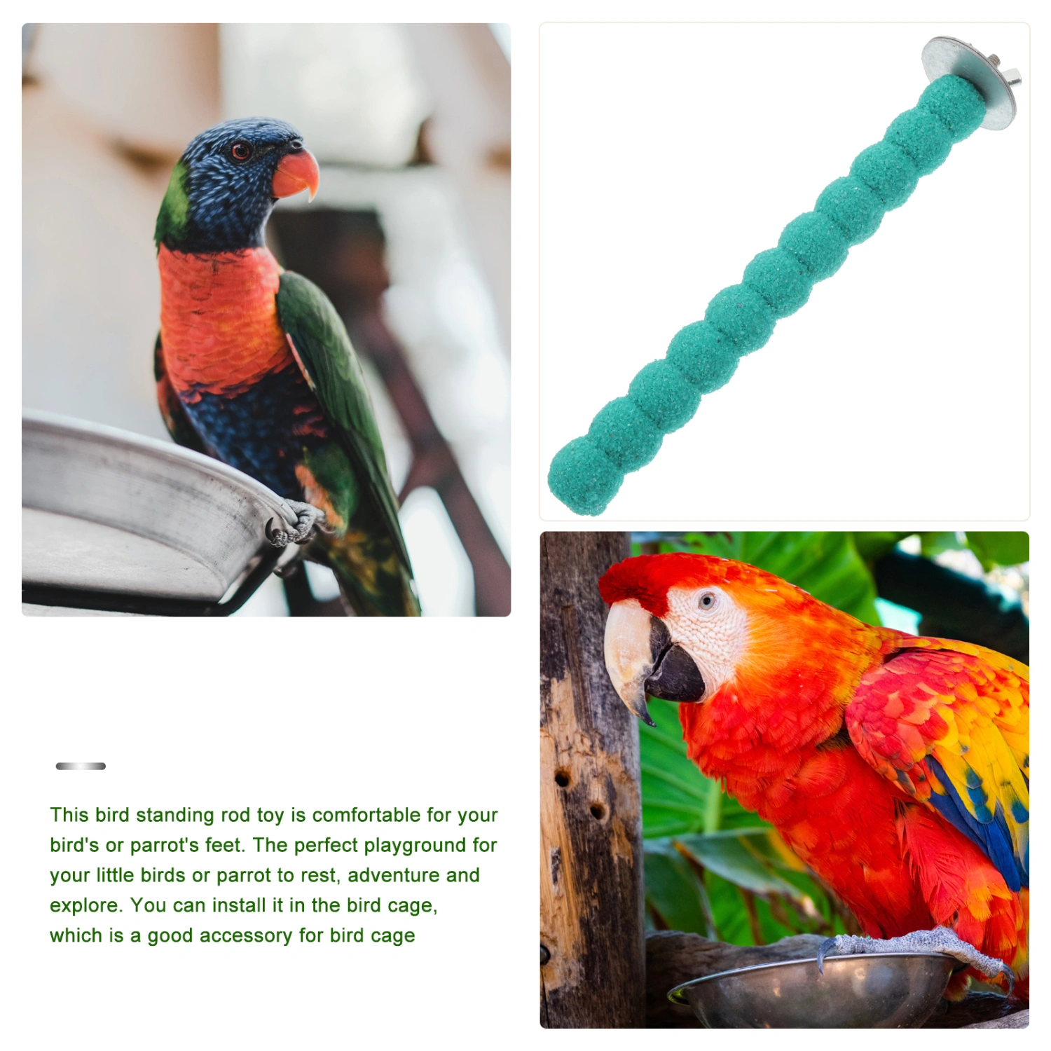Wooden Bird Perch Rod Parrot Chewing Biting Grinding Nail Toy Parrot Scratching Stick Perch