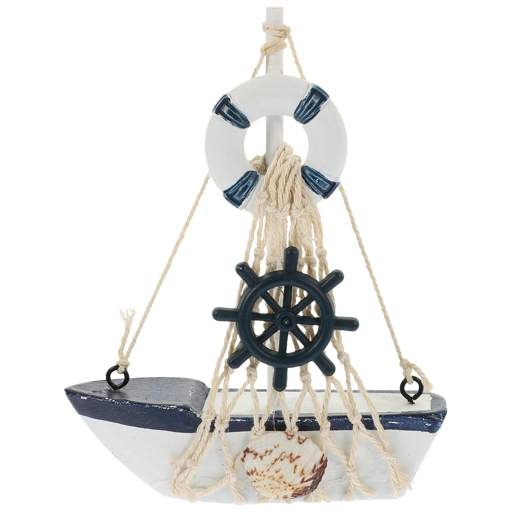 Sailboat Decor Wooden Sailing Boat Model Nautical Theme Decoration for Bathroom