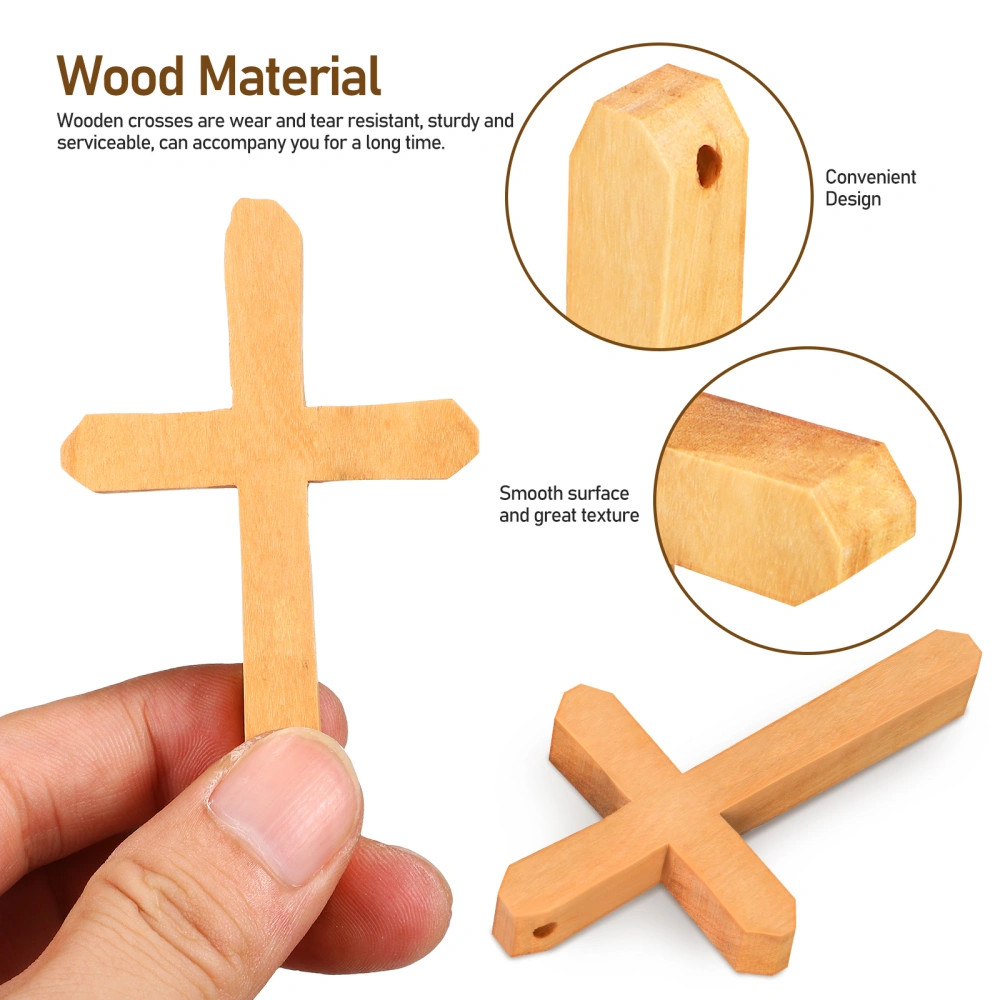 2pcs Wood Crucifix Handheld Wooden Cross Christian Prayer Cross Baby Baptism Supplies