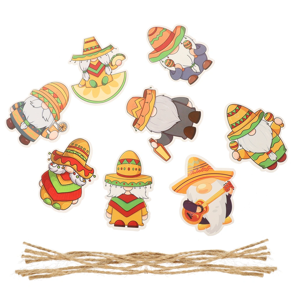 8pcs Cinco De Mayo Dwarf Dolls Pendant Creative Mexican Theme Hanging Ornaments Festival Decor