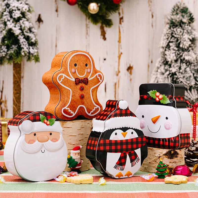 Christmas Tinplate Cookie Tin Decorative Cookie Tin Box Candies Biscuits Treat Box Small Case