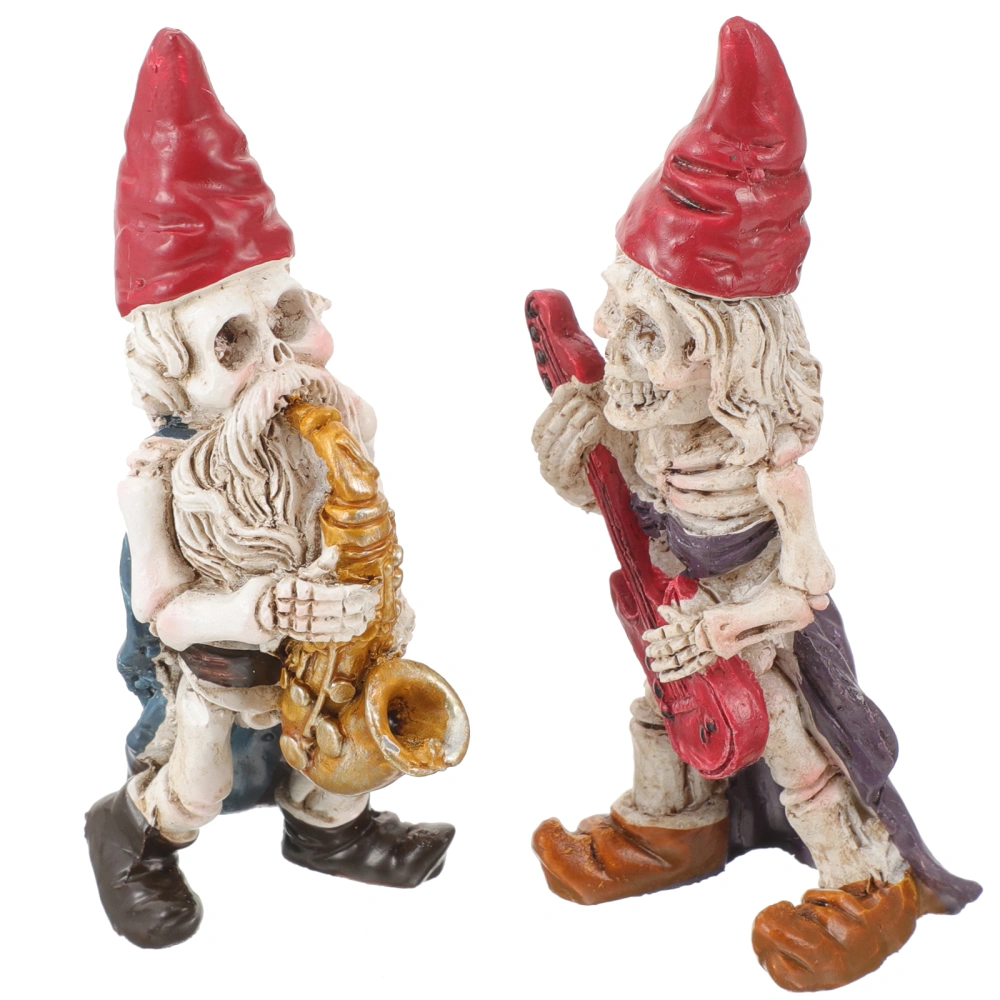 2pcs Aquarium Gnome Resin Statue Skeleton Gnome Bonsai Decoration Resin Skeleton Decoration