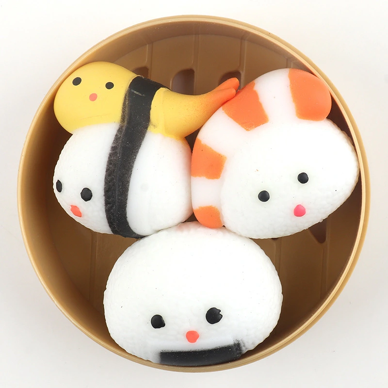 3pcs Sushi Squishy Toys Cute Sushi Stretchy Toy Funny Stress Relief Sushi Shaped Squeezing Toy