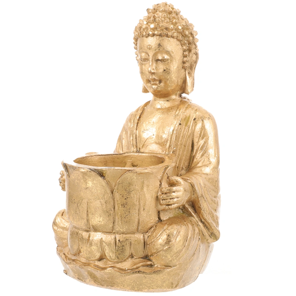 Resin Buddha Candlestick Ornament Home Living Room Tabletop Candlestick Holder Decoration