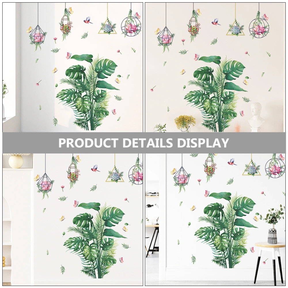 1 Sheet Plant Wall Decor Plant Wall Decal Plant Wall Stickers Green Wall Decor Plant and Bird Wall Decor