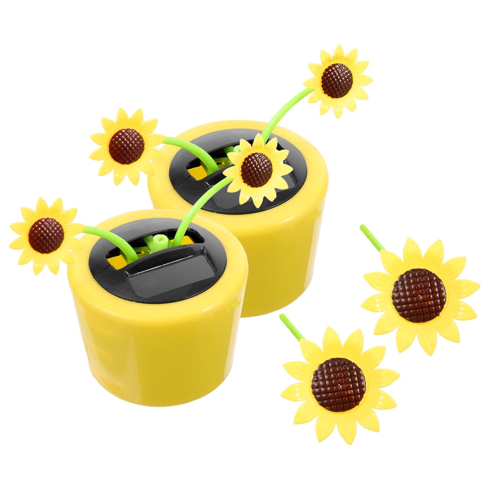 2pcs Solar Powered Dancing Bee Sunflower Dashboard Flower Decor Car Interior Ornaments