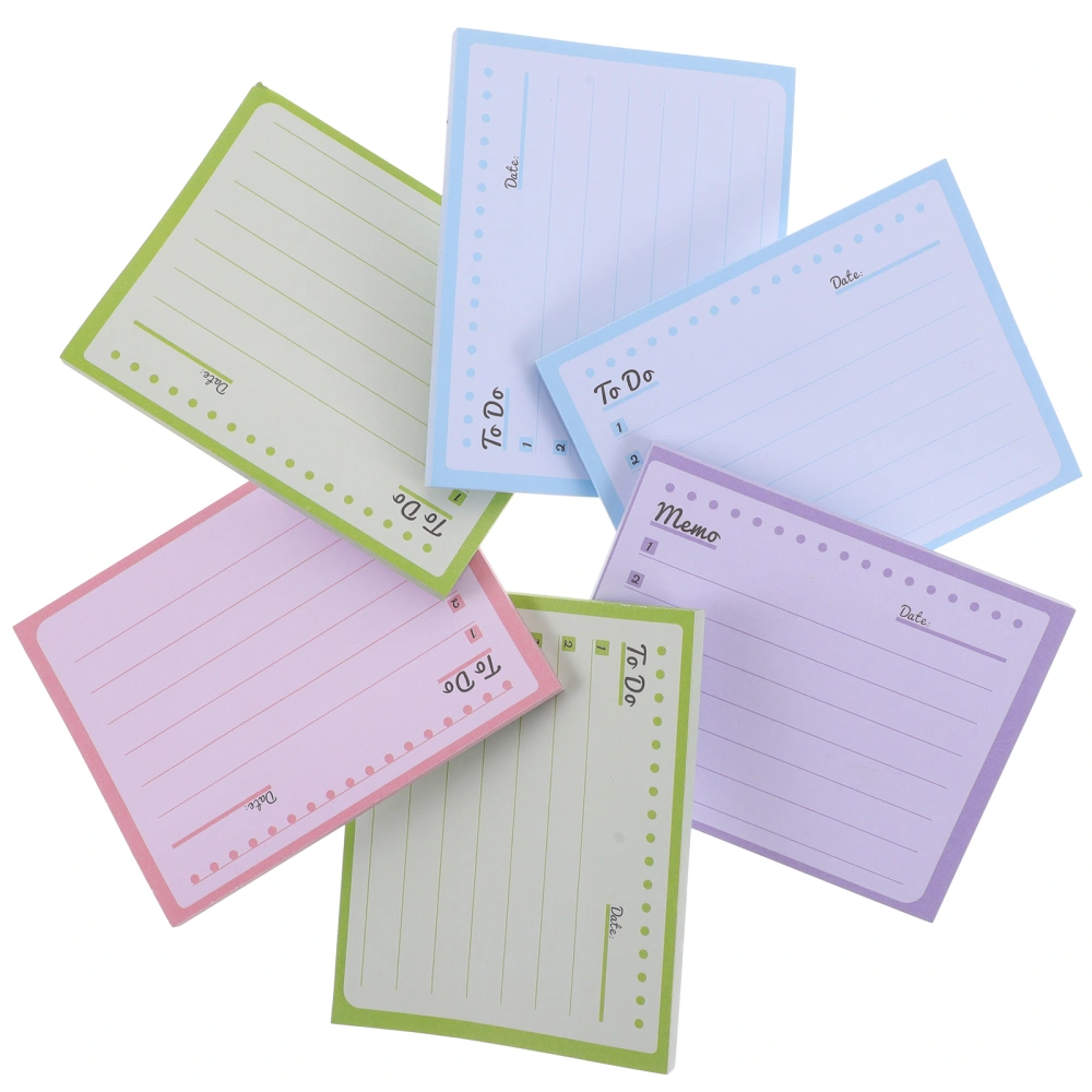 6 Books of Multi-functional Note Pads Adorable Memo Pads Portable Note Stickers for Students