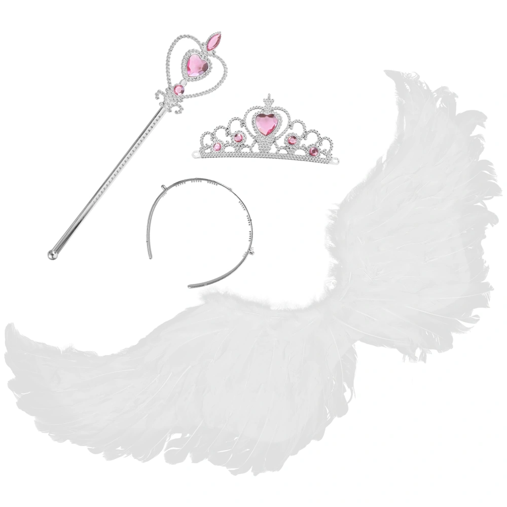 1 Set Angel Wing Prop Cosplay Angel Wing Decorative Fairy Wing with Headband and Wand