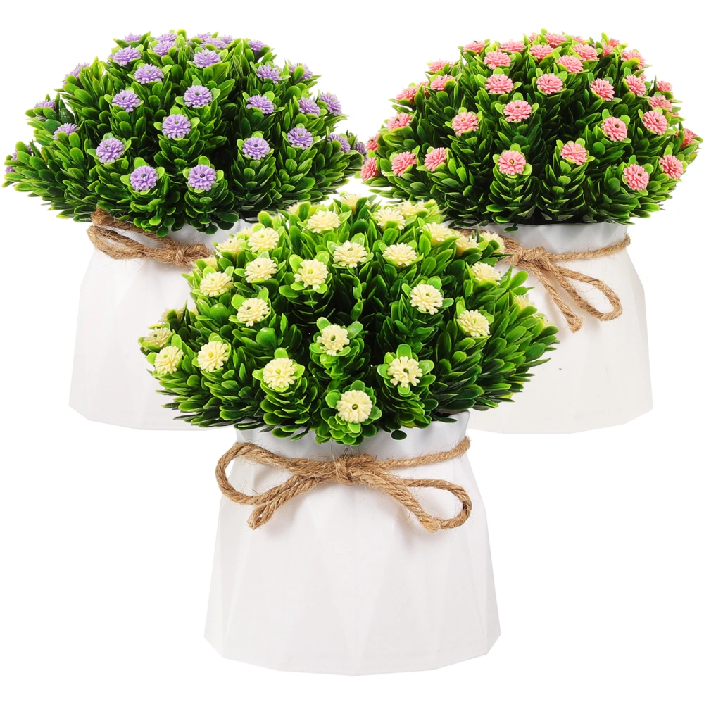 3pcs Artificial Potted Plant Fake Potted Plants Faux Potted Plant Decorative Flower