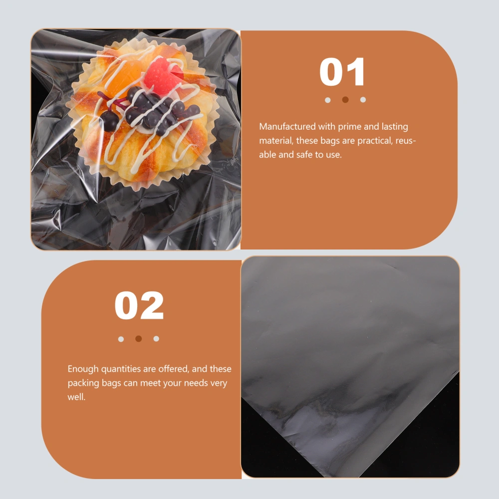 100pcs Practical Bread Wrapping Bag Transparent Snack Packing Bag Cookie Storage Bag