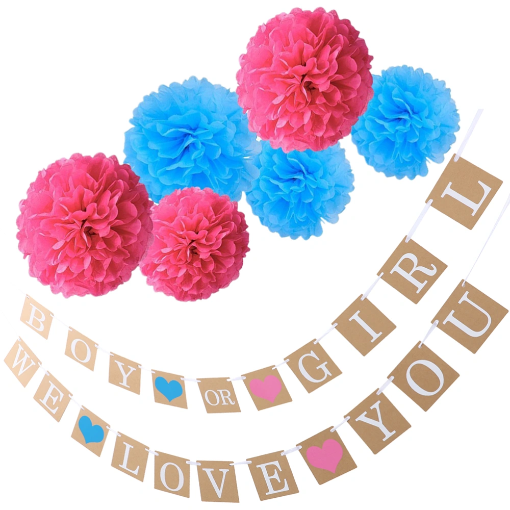 1 Set Baby Shower Party Supplies Paper Banner Flower Balls Baby Welcoming Bunting