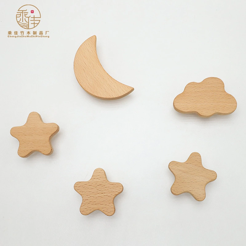 4pcs Wooden Furniture Knob Replacement Cartoon Shape Drawer Knob Single-hole Doorknob