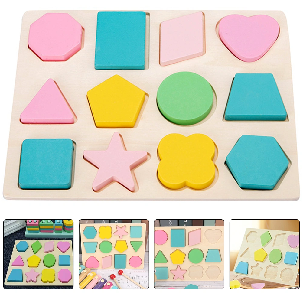 1 set of Shape Puzzle Wooden Puzzles for Toddlers Shape Learning Puzzles Toys