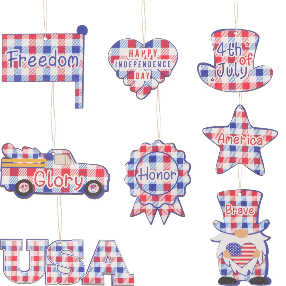 8pcs Patriotic Decoration Independence Day Themed Hanging Decor 4th of July Tiered Tray Decor