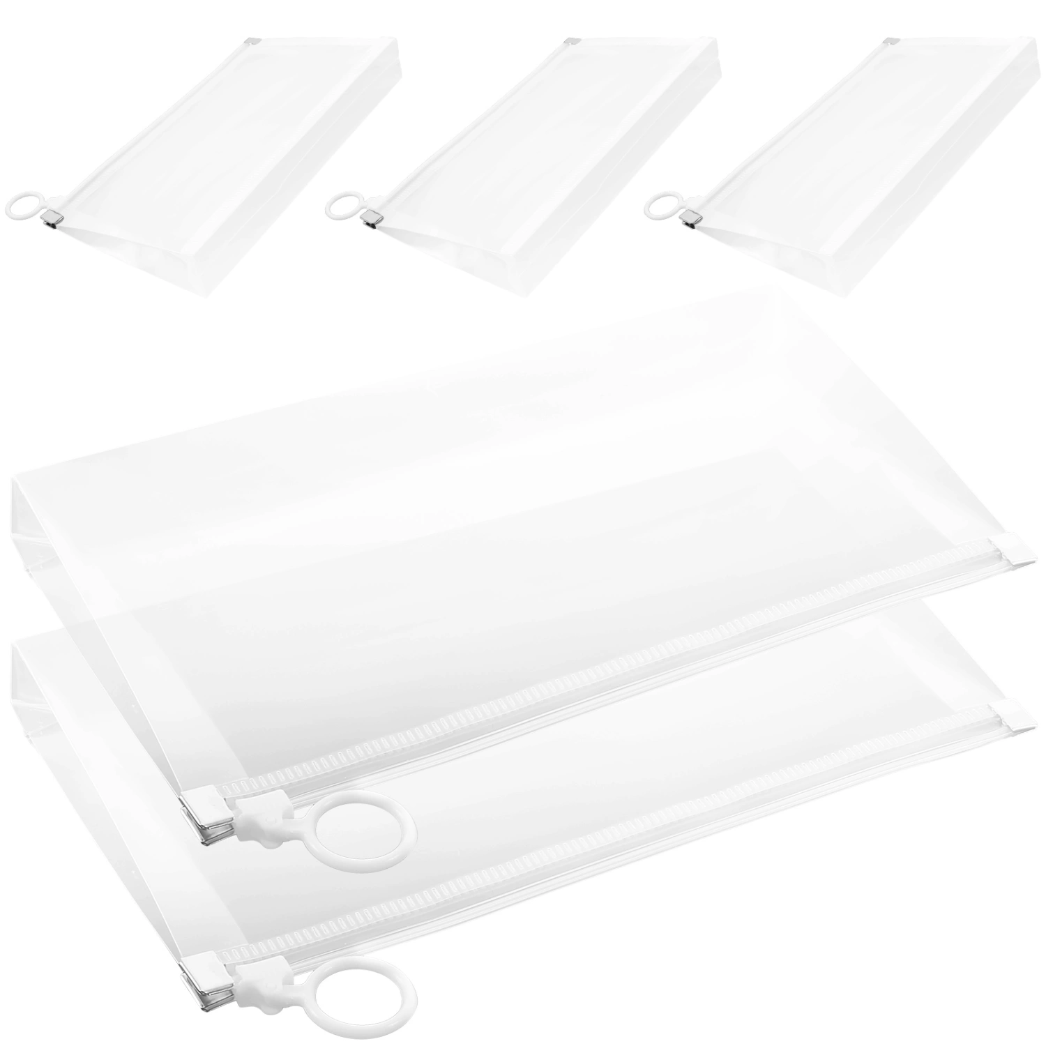 5Pcs Documents Envelopes File Bags Transparent File Pockets Plastic Document Storage Bags