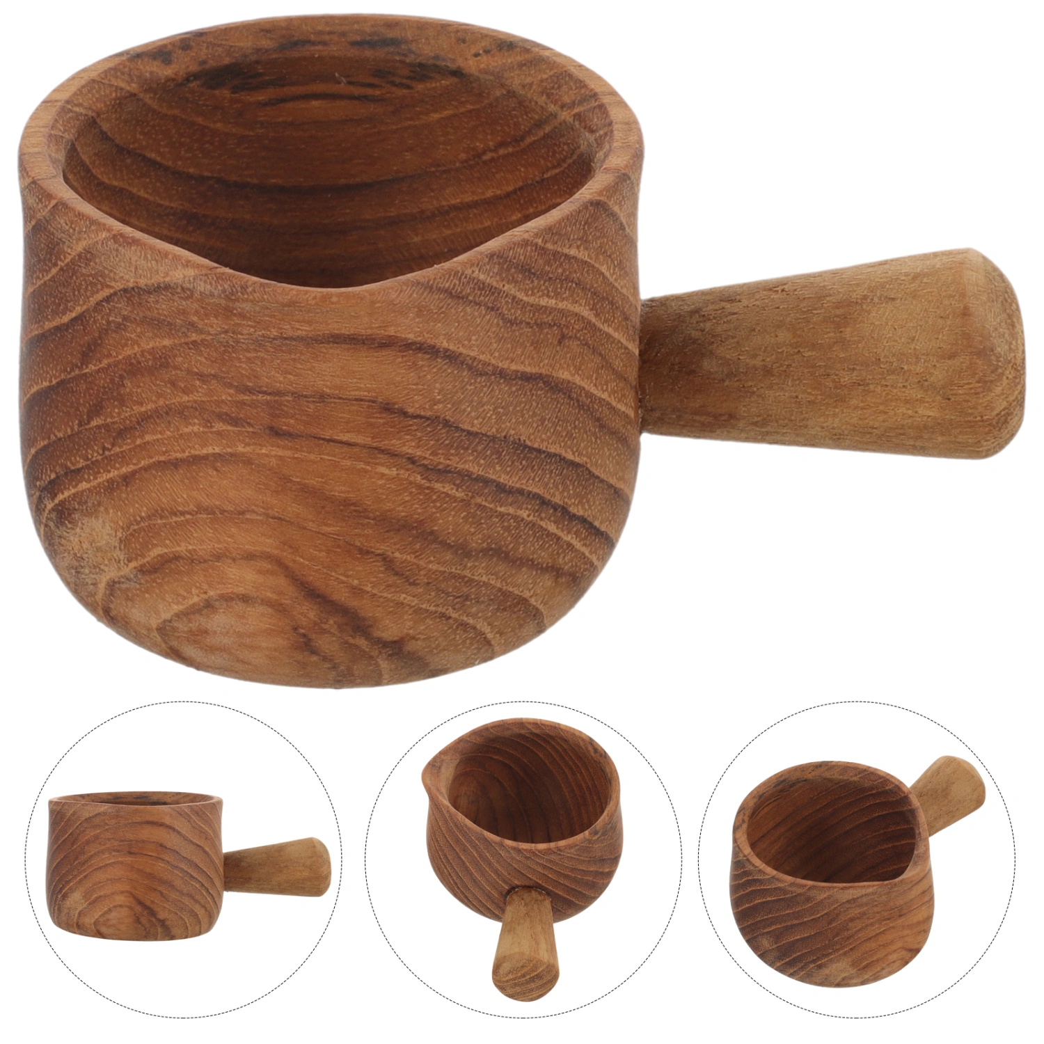 Mini Creamer Pitcher Wooden Honey Pitcher Small Coffee Milk Cup with Handle
