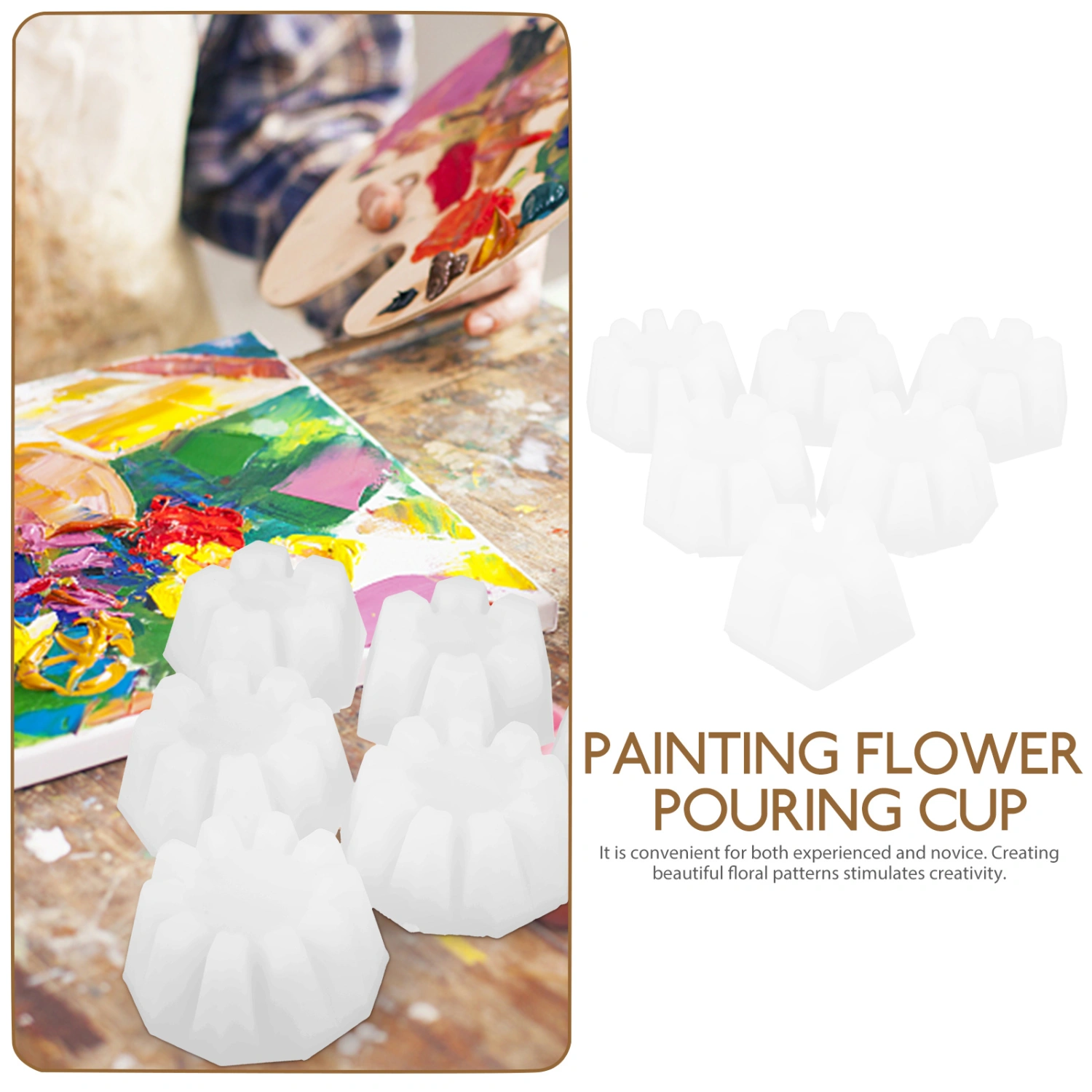 6pcs Flower Pouring Paint Mold Cups Floral Pouring Cups Pour Painting Floral Molds