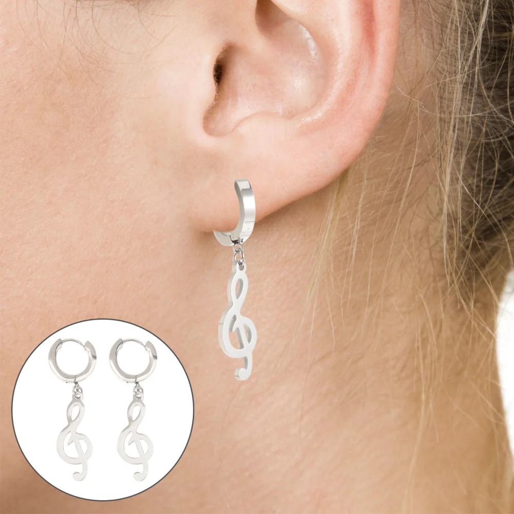 1 Pair Musical Symbol Dangle Earrings Cool Hip Hop Earrings Men Ear Jewelries