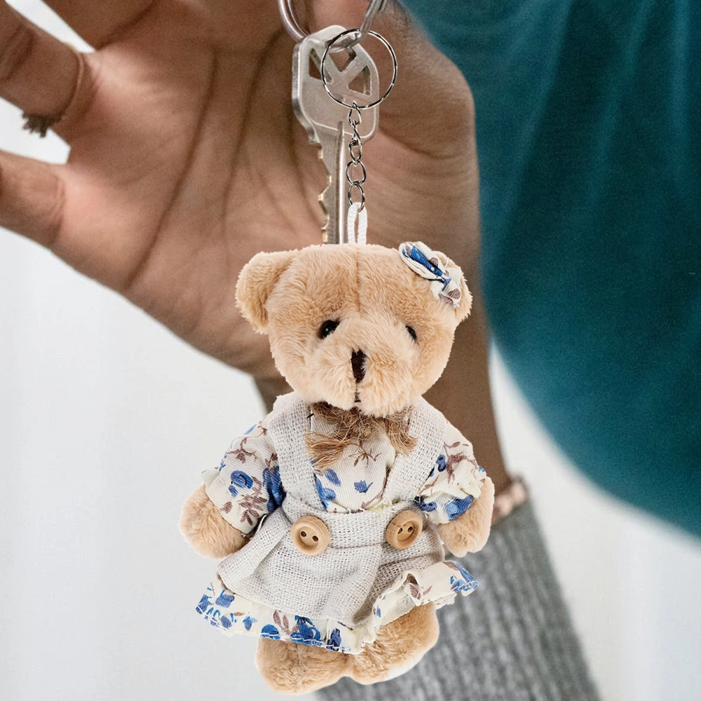 2pcs Bear Key Chain Stuffed Animal Keychain Backpack Key Pendant Key Ring