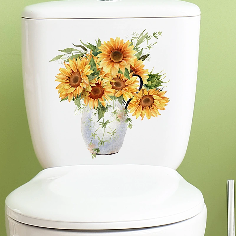 4Pcs Sunflower Toilet Seat Sticker Removable Bathroom Decals Self Adhesive Toilet Decal