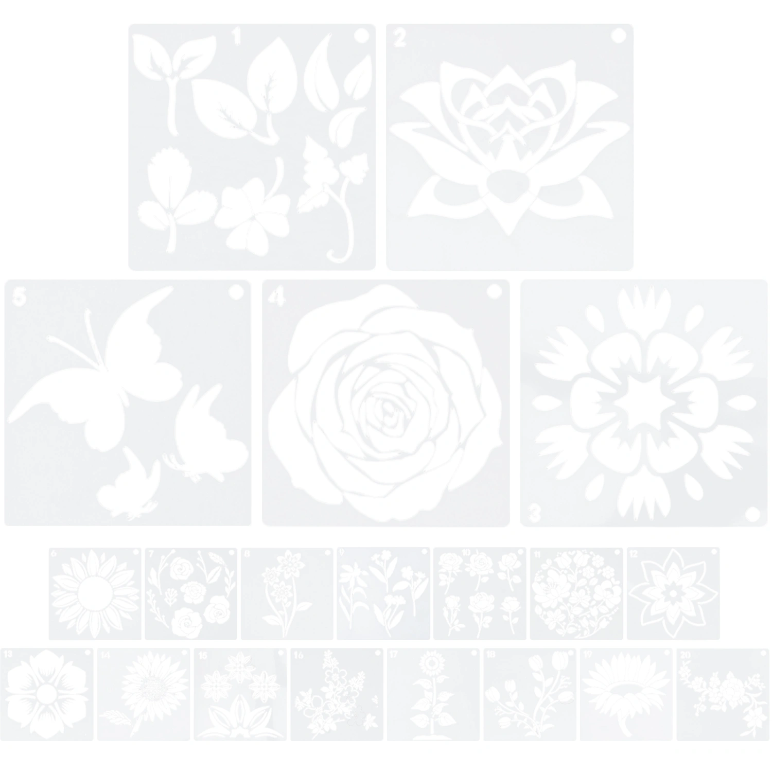 20pcs Drawing Templates Reusable Spring Stencils Art Stencils Stencils Templates for Drawing