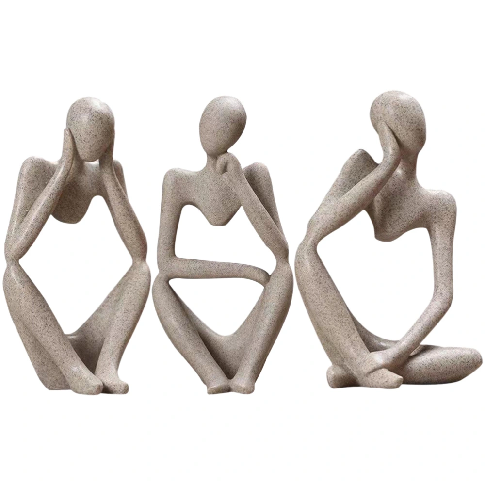 3pcs Thinker Statue Abstract Decor Office Desk Decor Modern Style Home Decor