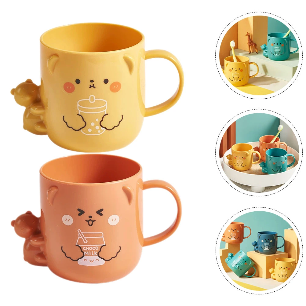 2 pcs Cartoon Mouthwash Cup Kids Cute Toothbrush Cup Plastic Cute Mouthwash Cup