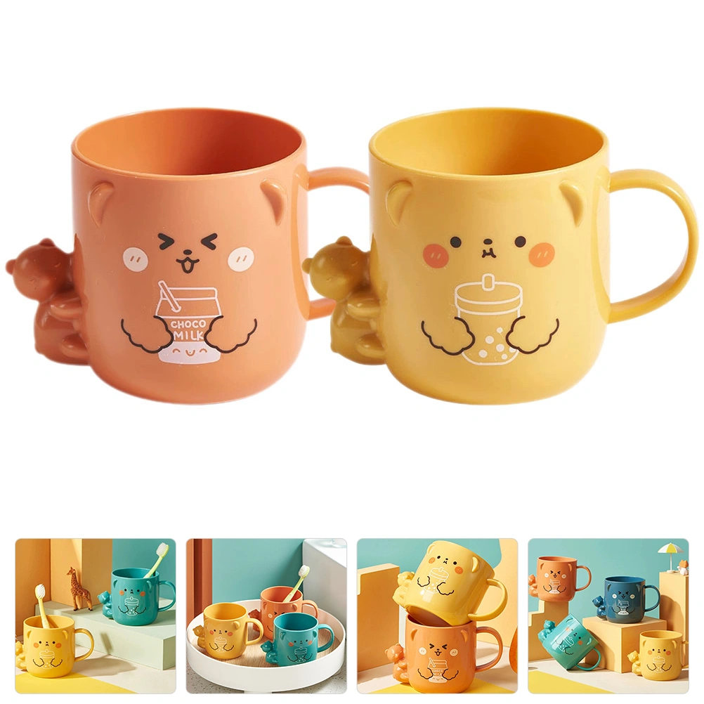 2 pcs Cartoon Mouthwash Cup Kids Cute Toothbrush Cup Plastic Cute Mouthwash Cup