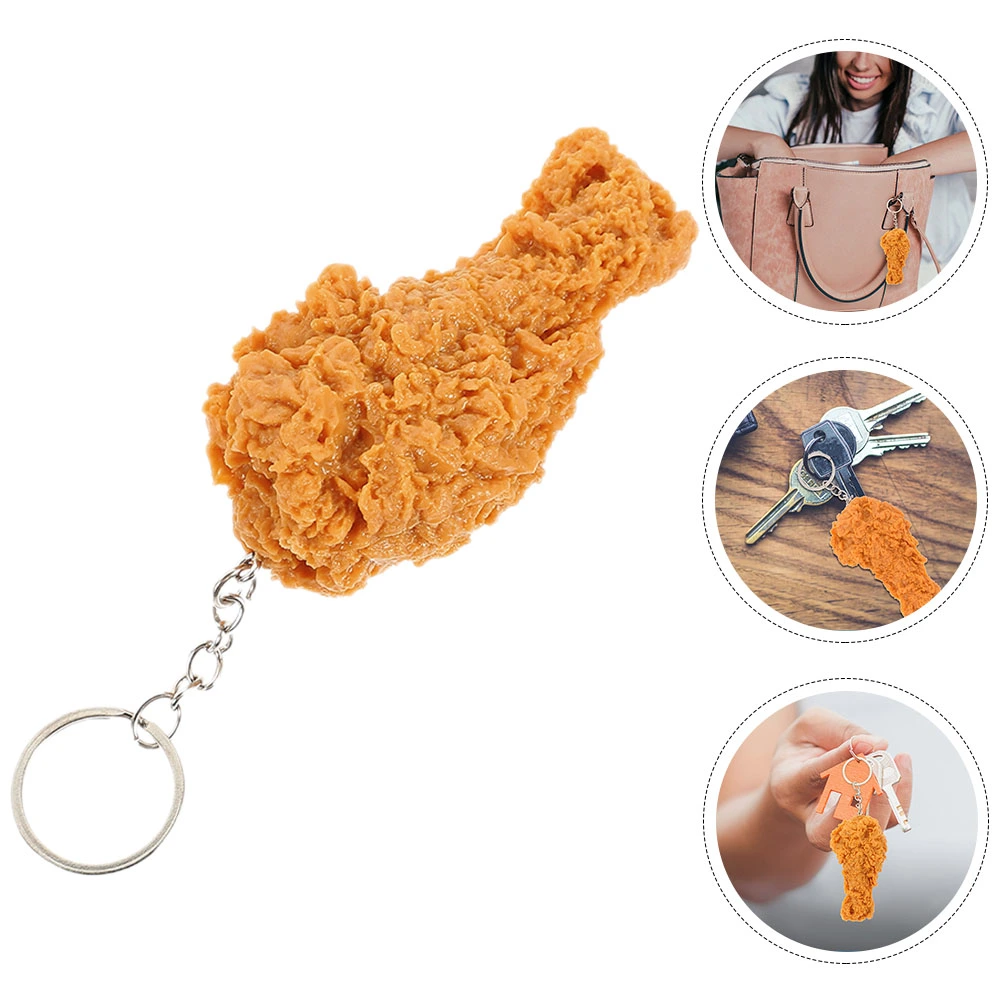 Imitation Food Keychain Novelty Fried Chicken Leg Pendant Funny Food Keychain Bag Backpack Keychain