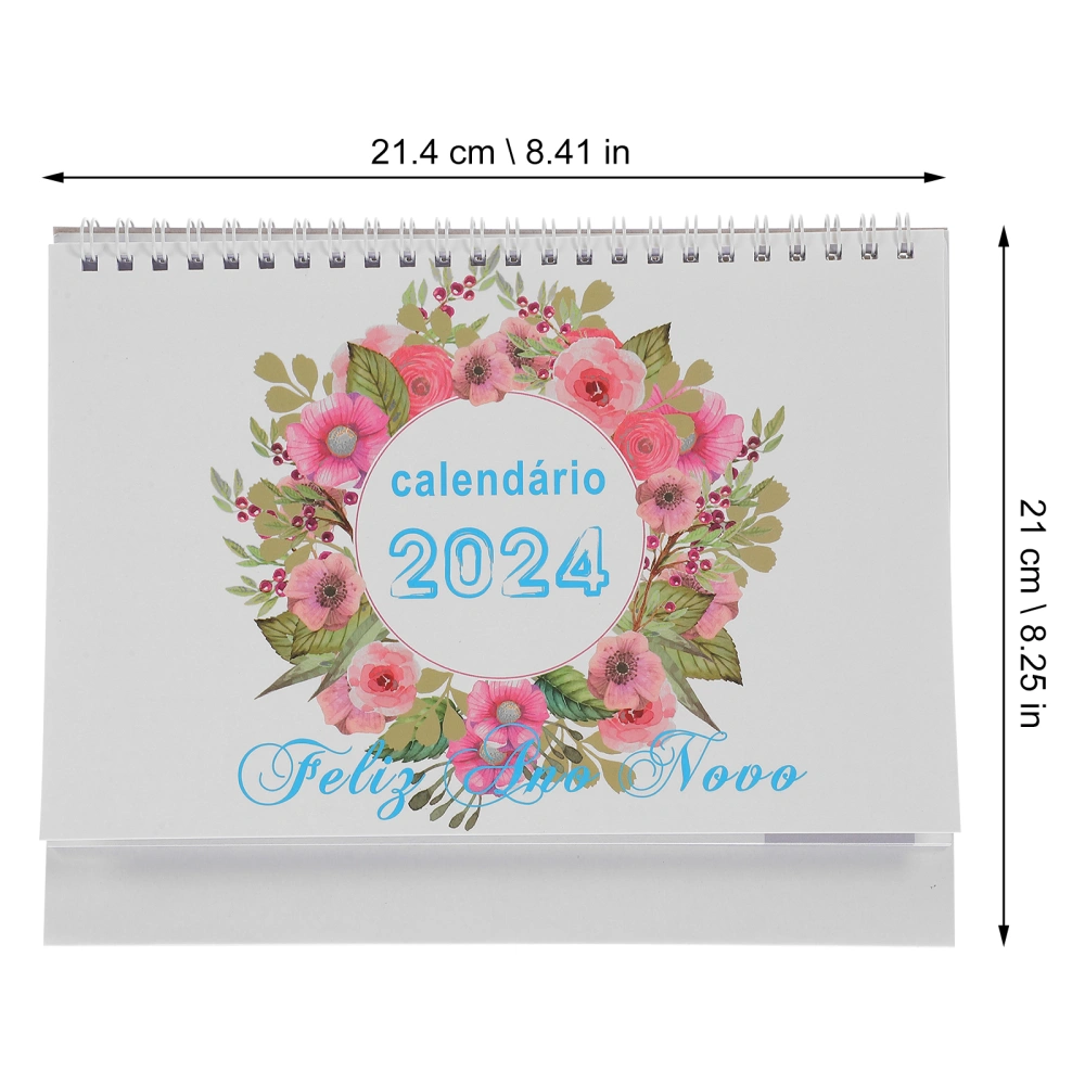 1 Book of Free Standing Calendar 2024 Desktop Calendar Desktop Calendar Desk Calendar for Brazil