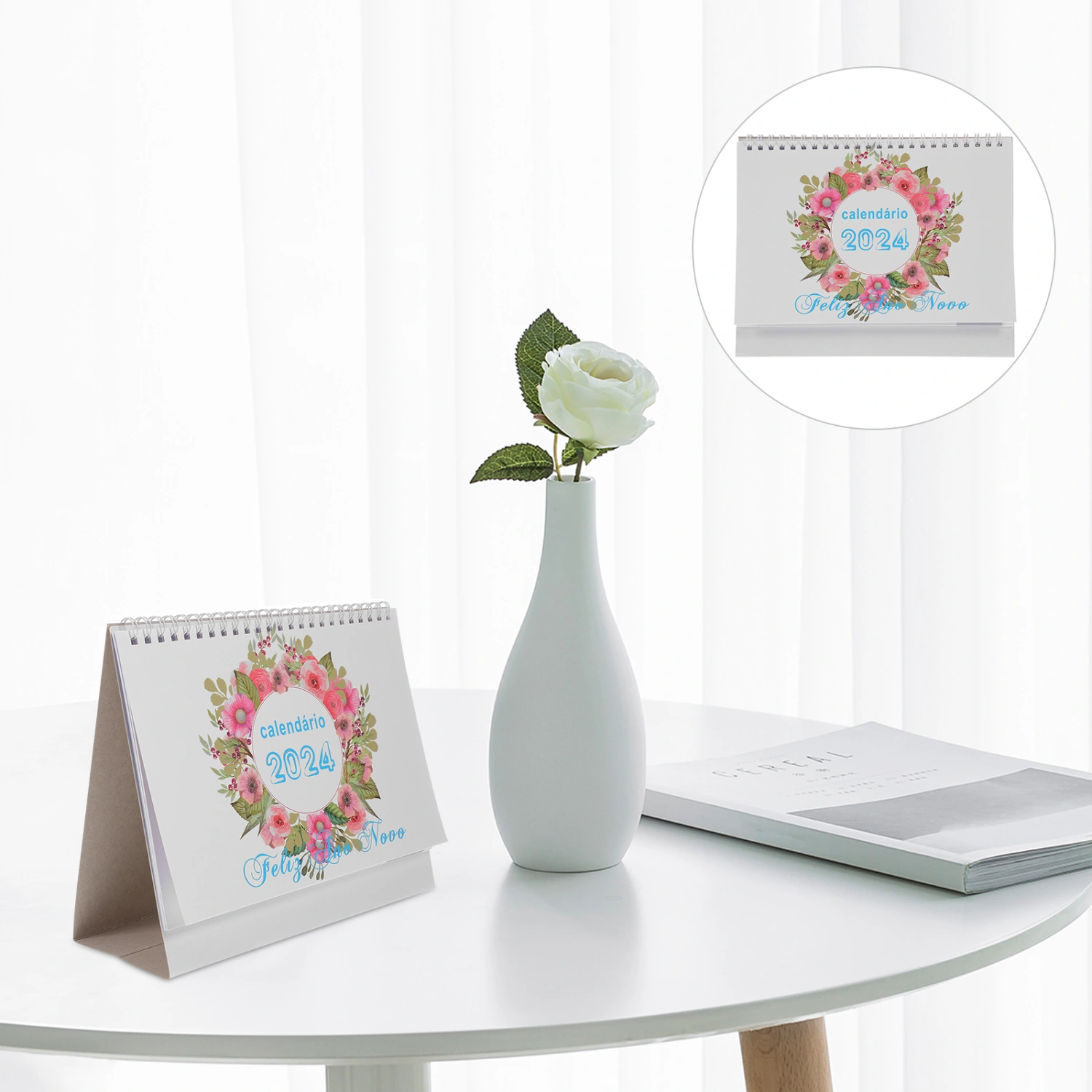 1 Book of Free Standing Calendar 2024 Desktop Calendar Desktop Calendar Desk Calendar for Brazil